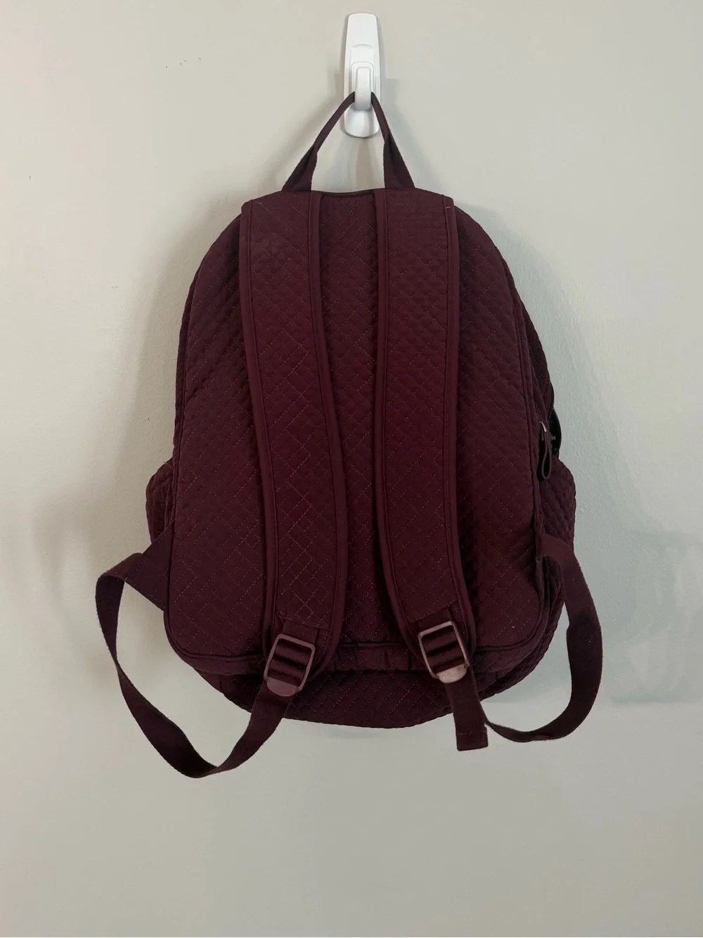 Vera Bradley Maroon Quilted Diaper Bag Backpack with Removable Changing Pad GUC